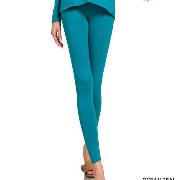 Zenana Women's Premium Micro-Fiber Full Length Leggings Color Ocean Teal S & XL - Picture 1 of 3